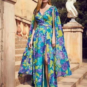 VESTIDO DE FIESTA ESTAMPADO  JUAN MARCOS 2865 - Imagen 1