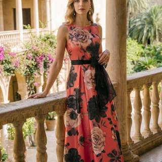 VESTIDO DE FIESTA ESTAMPADO JUAN MARCOS 3061 - Imagen 1