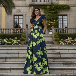 VESTIDO DE FIESTA  JUAN MARCOS ESTAMPADO 2924 - Imagen 1