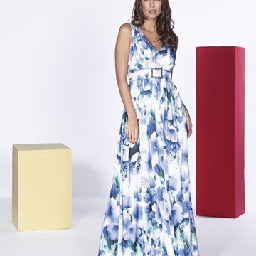 VESTIDO DE FIESTA LARGO ESTAMPADO COKER MODA 4970 - Imagen 1