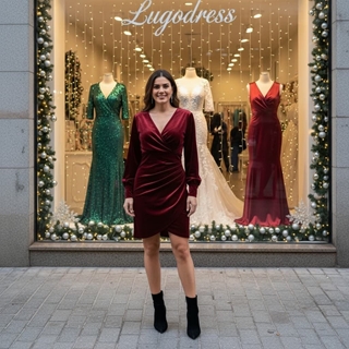 VESTIDO DE FIESTA ROMA BURDEOS QS - Imagen 1