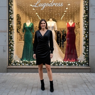 VESTIDO DE FIESTA ROMA NEGRO QS - Imagen 1