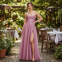 VESTIDO DE FIESTA ROSA GP489 - Imagen 1