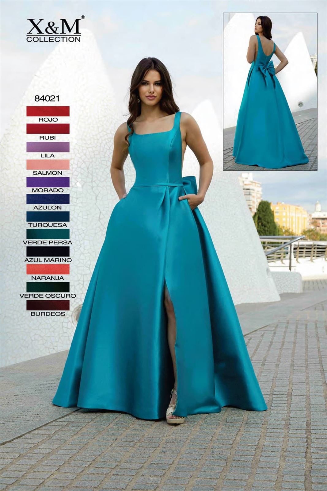 Vestido de Fiesta Verde de Mikado XM Collection - Lugodress