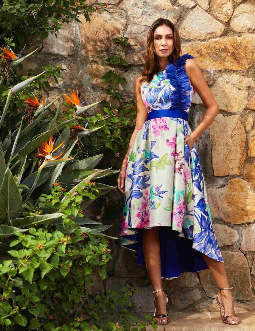 VESTIDO JUAN MARCOS ASIMÉTRICO CHORRERA 2768 - Imagen 1