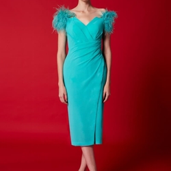 VESTIDO MIDI PLUMAS CARLA RUIZ 51635 - Imagen 1