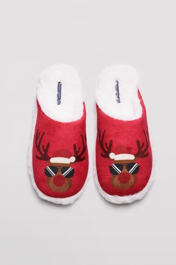 Zapatillas de casa hombre estampado navideño rojo 24073 - Imagen 2