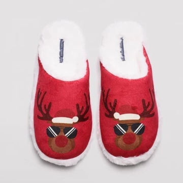 Zapatillas de casa hombre estampado navideño rojo 24073 - Imagen 2