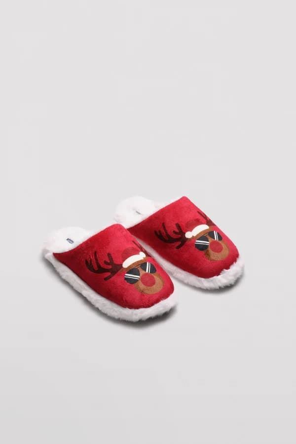 Zapatillas de casa hombre estampado navideño rojo 24073 - Imagen 3