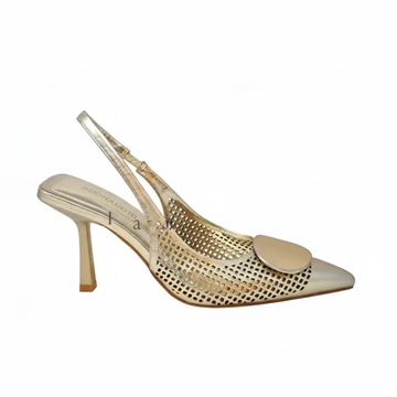 ZAPATOS FIESTA MUJER DESTALONADO ORO 5653 - Imagen 2